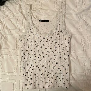 Floral Brandy Melville Pointelle Lace Tank Top